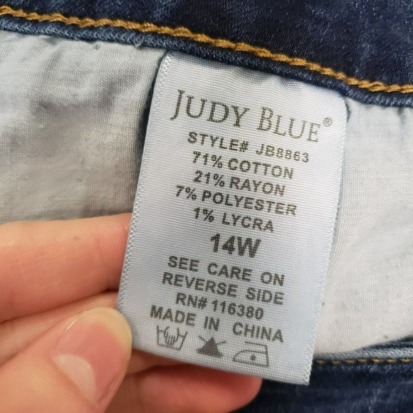 Judy Blue Womens Skinny Fit Mid Seam Stitch Jeans Size 14 Faded Dark Wash Denim - Picture 4 of 9